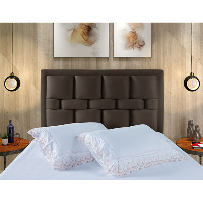 Cabeceira Cama Box Casal 1,60m Estofada Esmeralda Com Framer Veludo Pavia - Marrom