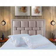 Cabeceira Cama Box Casal 1,95m Estofada Esmeralda Com Framer Veludo Pavia - Bege