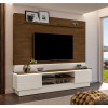 Estante Home Para Sala De Tv London Até 75 Polegadas Com Prateleira E Led - Malbec / Off White - 1